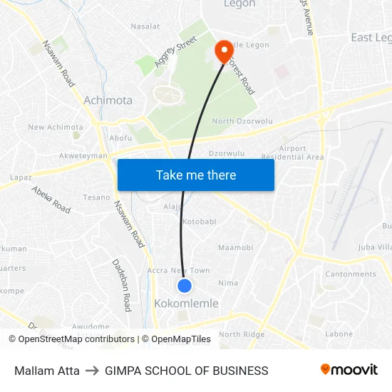 Mallam Atta to GIMPA SCHOOL OF BUSINESS map
