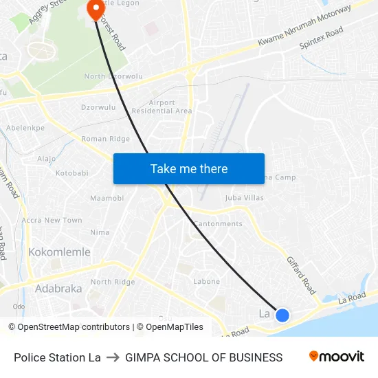 Police Station La to GIMPA SCHOOL OF BUSINESS map