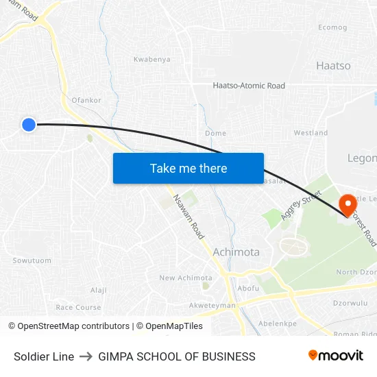 Soldier Line to GIMPA SCHOOL OF BUSINESS map