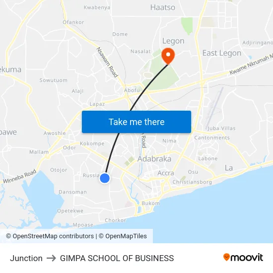 Junction to GIMPA SCHOOL OF BUSINESS map