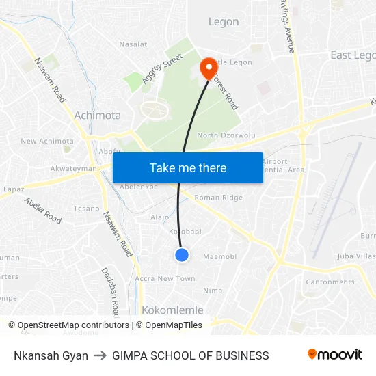 Nkansah Gyan to GIMPA SCHOOL OF BUSINESS map