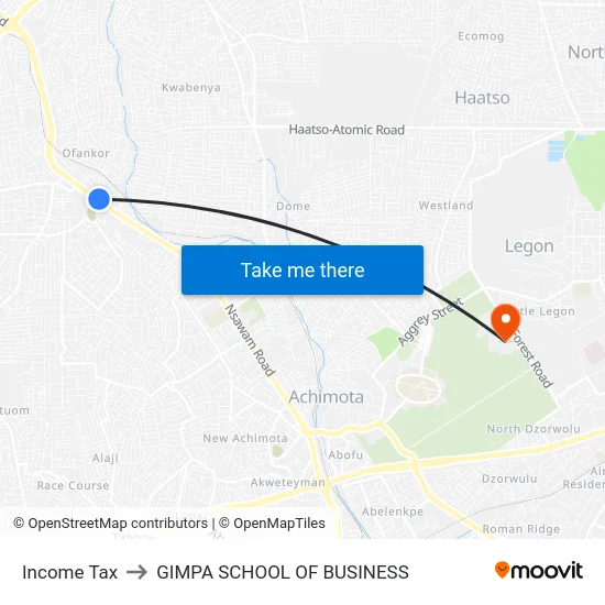 Income Tax to GIMPA SCHOOL OF BUSINESS map