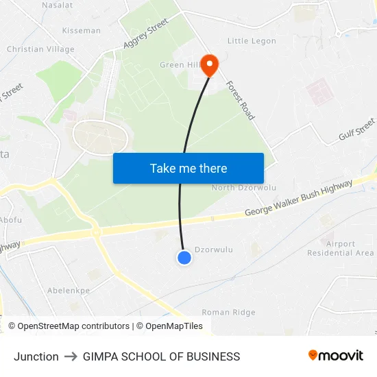 Junction to GIMPA SCHOOL OF BUSINESS map