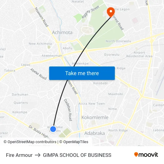 Fire Armour to GIMPA SCHOOL OF BUSINESS map