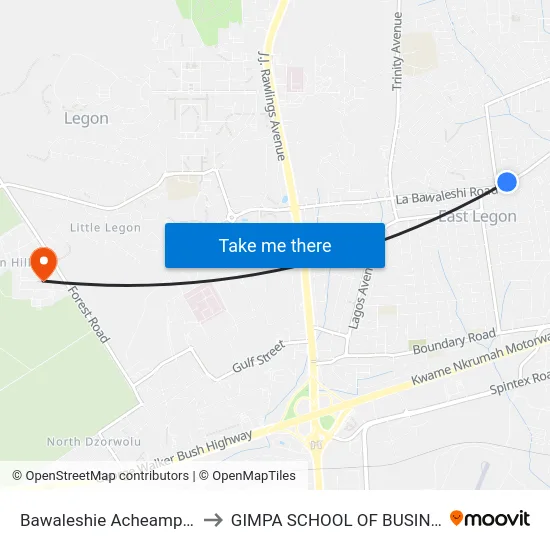 Bawaleshie Acheampong to GIMPA SCHOOL OF BUSINESS map