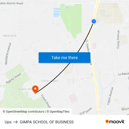 Ups to GIMPA SCHOOL OF BUSINESS map