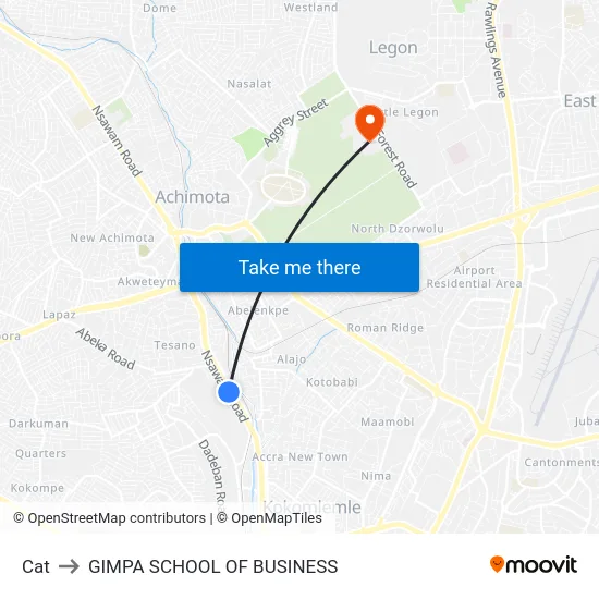 Cat to GIMPA SCHOOL OF BUSINESS map