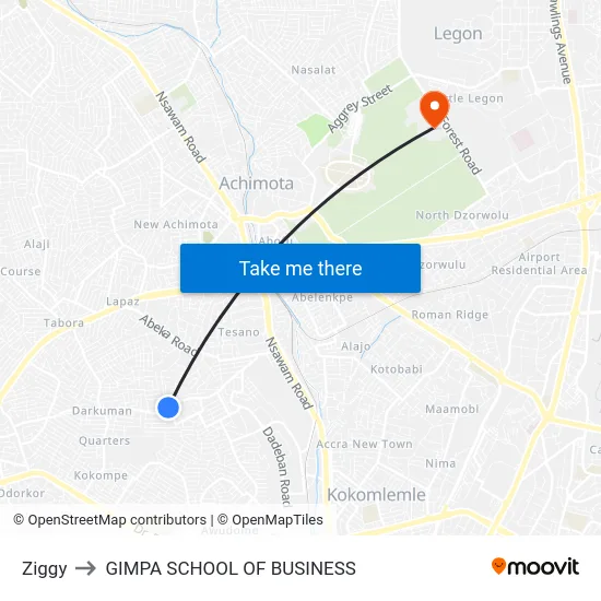 Ziggy to GIMPA SCHOOL OF BUSINESS map