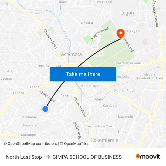 North Last Stop to GIMPA SCHOOL OF BUSINESS map