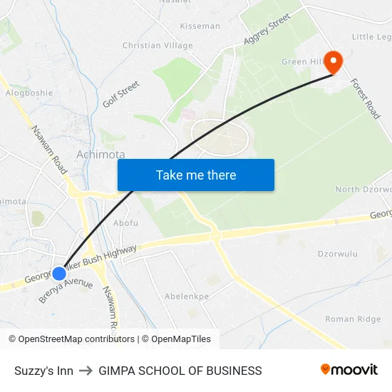 Suzzy's Inn to GIMPA SCHOOL OF BUSINESS map