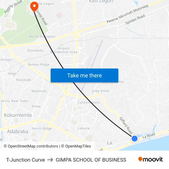 T-Junction Curve to GIMPA SCHOOL OF BUSINESS map