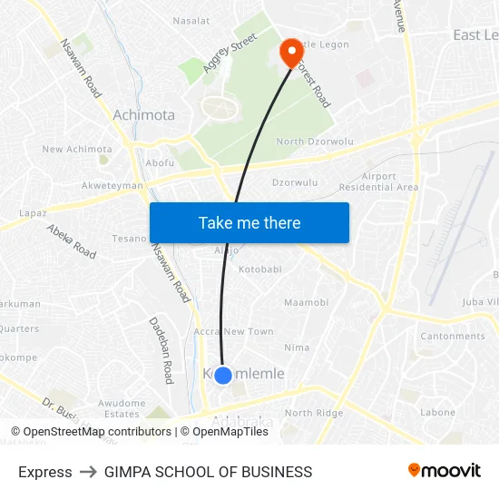 Express to GIMPA SCHOOL OF BUSINESS map