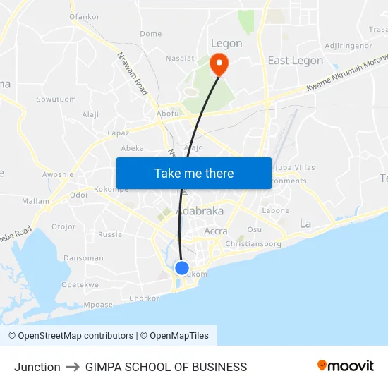 Junction to GIMPA SCHOOL OF BUSINESS map
