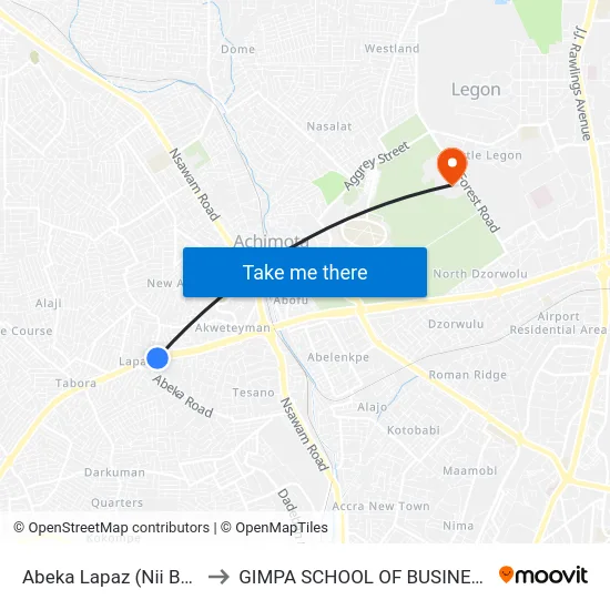 Abeka Lapaz (Nii Boi) to GIMPA SCHOOL OF BUSINESS map