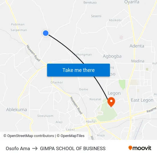 Osofo Ama to GIMPA SCHOOL OF BUSINESS map