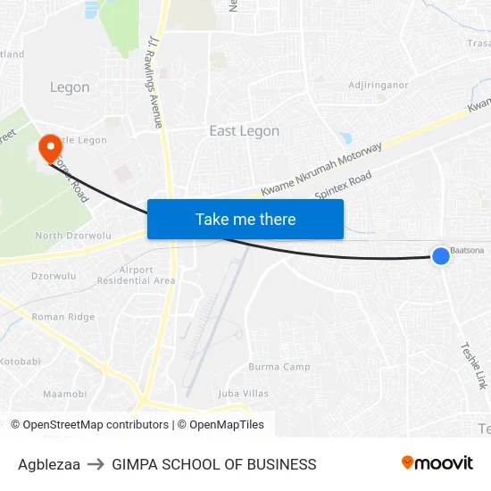 Agblezaa to GIMPA SCHOOL OF BUSINESS map