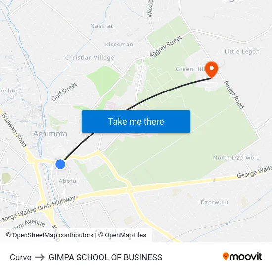 Curve to GIMPA SCHOOL OF BUSINESS map