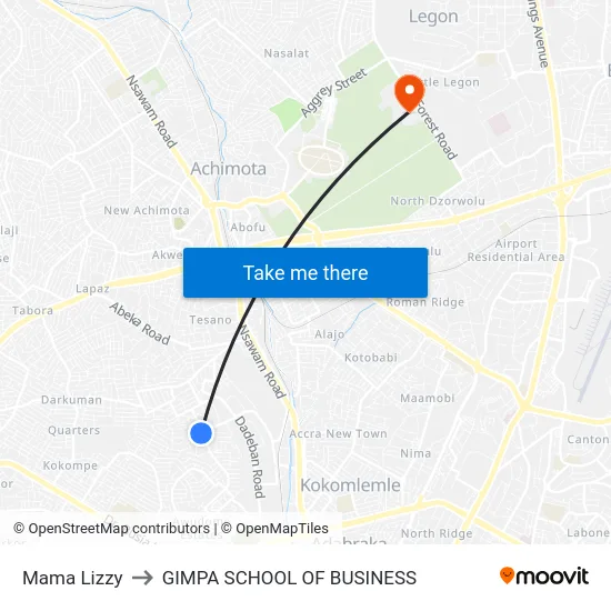 Mama Lizzy to GIMPA SCHOOL OF BUSINESS map