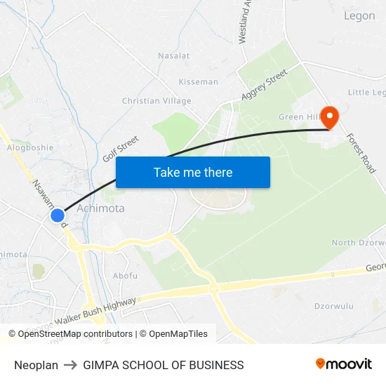 Neoplan to GIMPA SCHOOL OF BUSINESS map