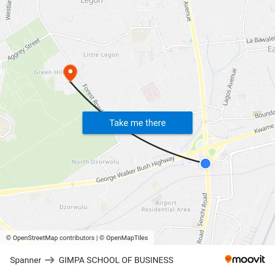 Spanner to GIMPA SCHOOL OF BUSINESS map