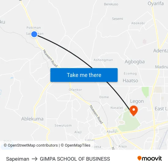 Sapeiman to GIMPA SCHOOL OF BUSINESS map