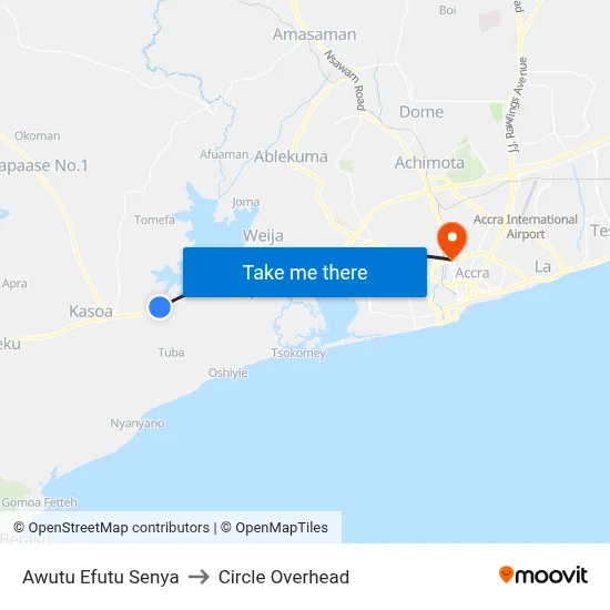 Awutu Efutu Senya to Circle Overhead map