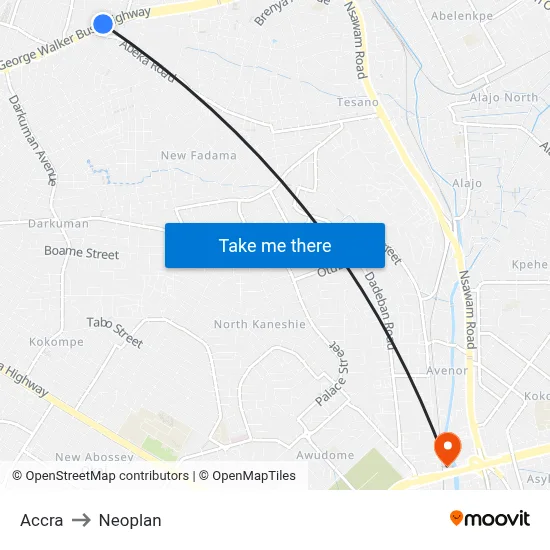 Accra to Neoplan map