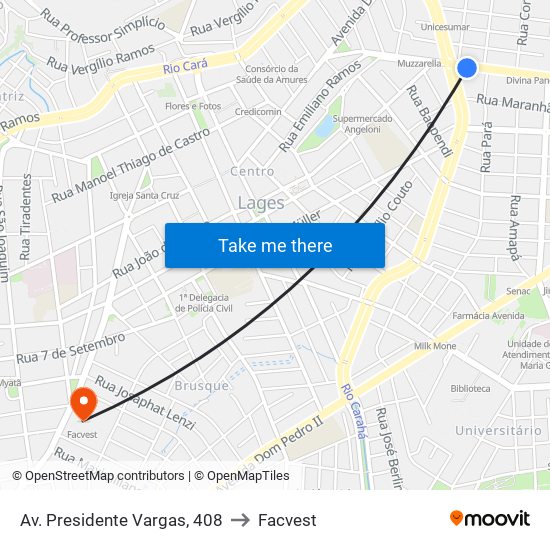 Av. Presidente Vargas, 408 to Facvest map