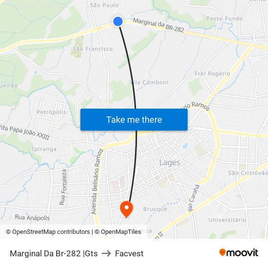 Marginal Da Br-282 |Gts to Facvest map