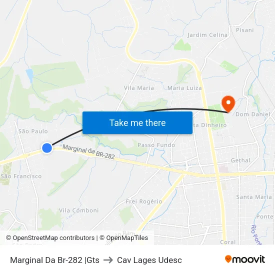 Marginal Da Br-282 |Gts to Cav Lages Udesc map