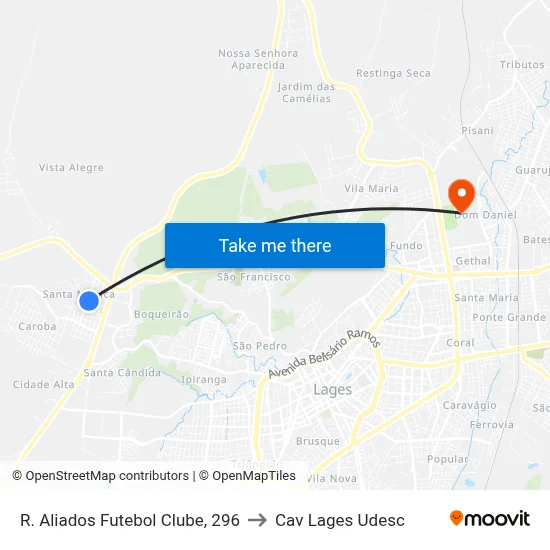 R. Aliados Futebol Clube, 296 to Cav Lages Udesc map
