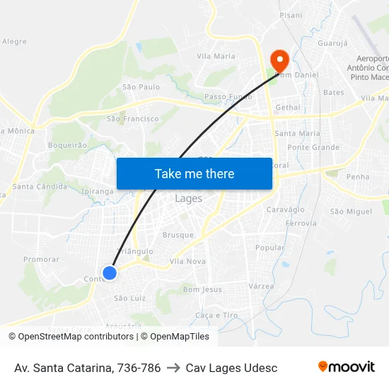 Av. Santa Catarina, 736-786 to Cav Lages Udesc map