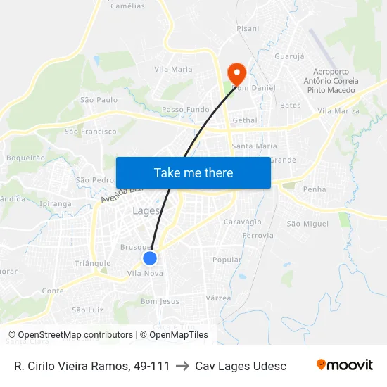R. Cirilo Vieira Ramos, 49-111 to Cav Lages Udesc map