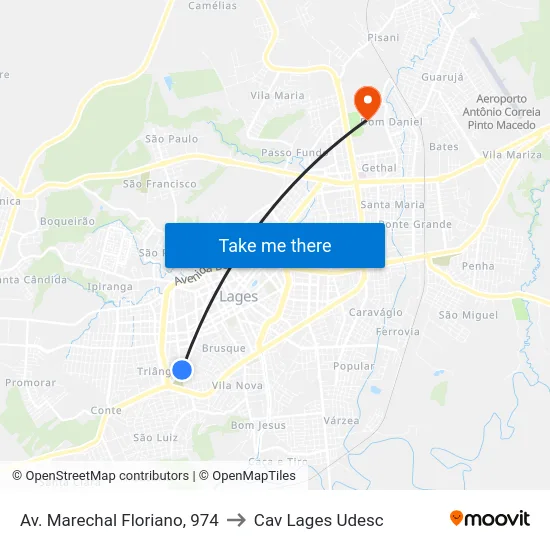 Av. Marechal Floriano, 974 to Cav Lages Udesc map