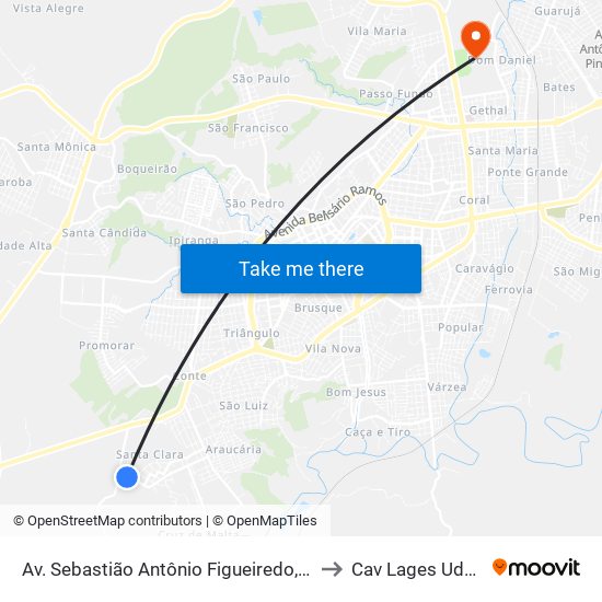 Av. Sebastião Antônio Figueiredo, 707 to Cav Lages Udesc map