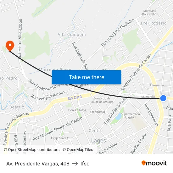 Av. Presidente Vargas, 408 to Ifsc map