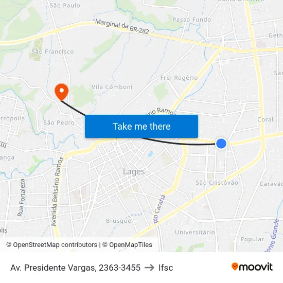 Av. Presidente Vargas, 2363-3455 to Ifsc map