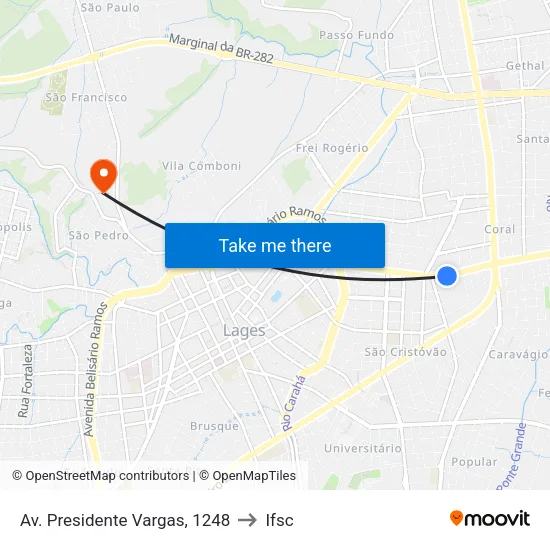 Av. Presidente Vargas, 1248 to Ifsc map