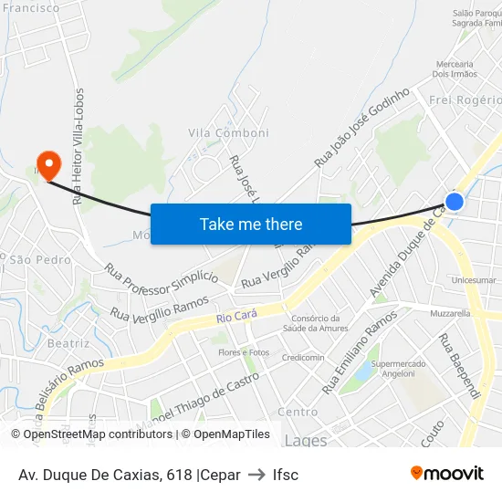 Av. Duque De Caxias, 618 |Cepar to Ifsc map