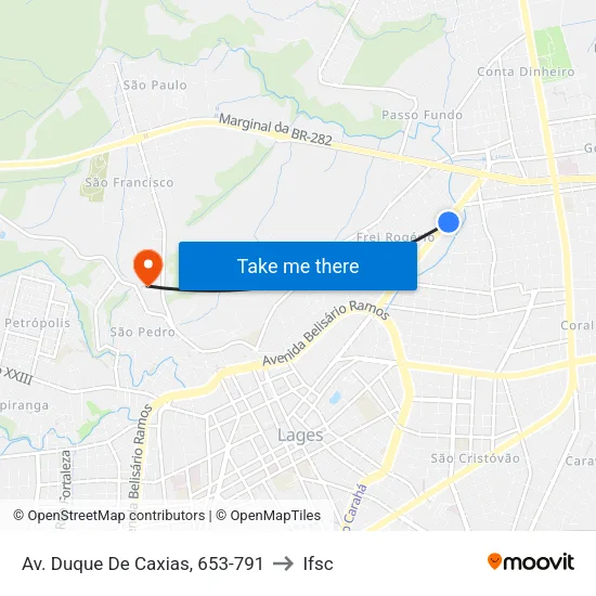 Av. Duque De Caxias, 653-791 to Ifsc map