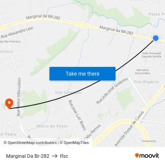 Marginal Da Br-282 to Ifsc map