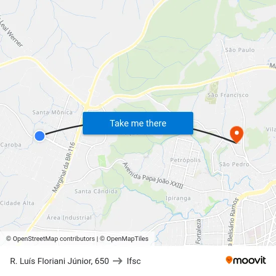 R. Luís Floriani Júnior, 650 to Ifsc map