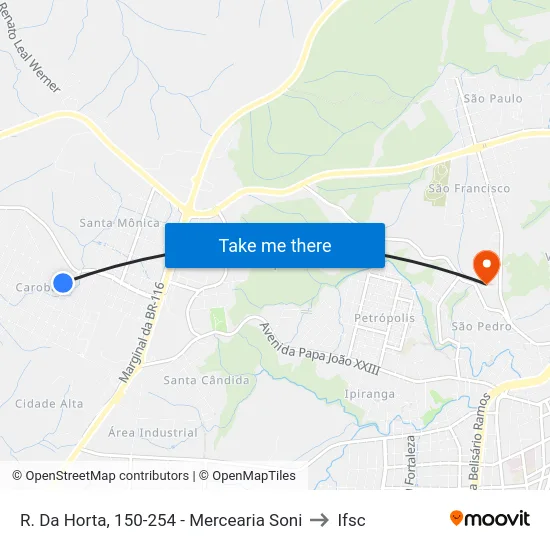R. Da Horta, 150-254 - Mercearia Soni to Ifsc map