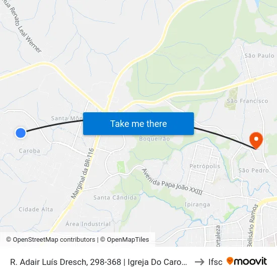R. Adair Luís Dresch, 298-368 | Igreja Do Caroba to Ifsc map