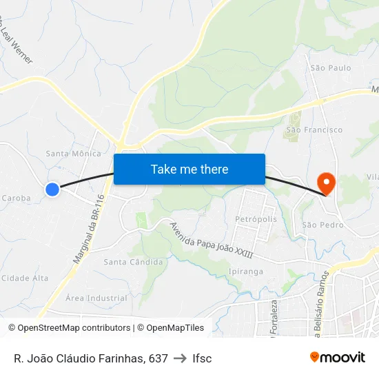 R. João Cláudio Farinhas, 637 to Ifsc map
