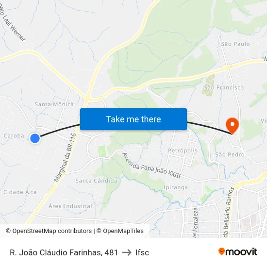 R. João Cláudio Farinhas, 481 to Ifsc map