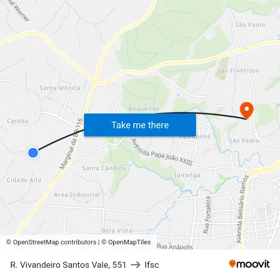 R. Vivandeiro Santos Vale, 551 to Ifsc map