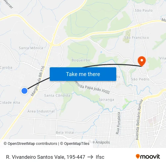 R. Vivandeiro Santos Vale, 195-447 to Ifsc map