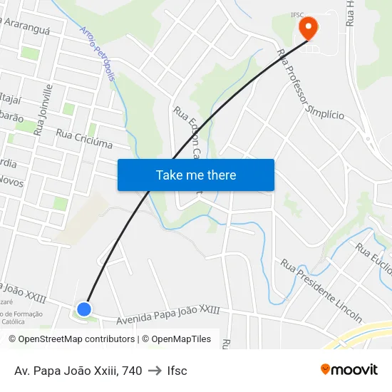 Av. Papa João Xxiii, 740 to Ifsc map