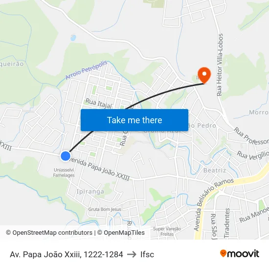 Av. Papa João Xxiii, 1222-1284 to Ifsc map